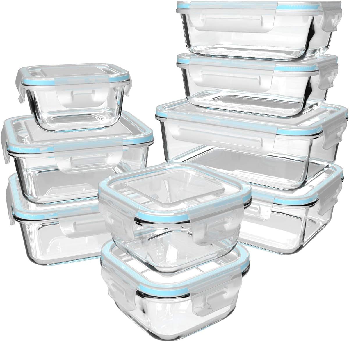 Food Storage Glass Containers - 18-częściowy zestaw szklanych pojemników do przechowywania