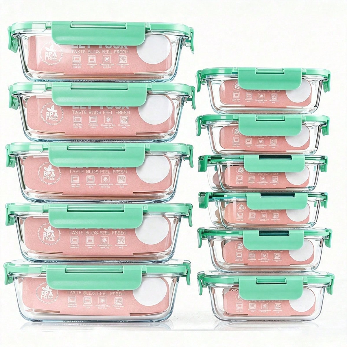 Food Storage Glass Containers - 10 sztuk szklanych pojemników do przygotowywania