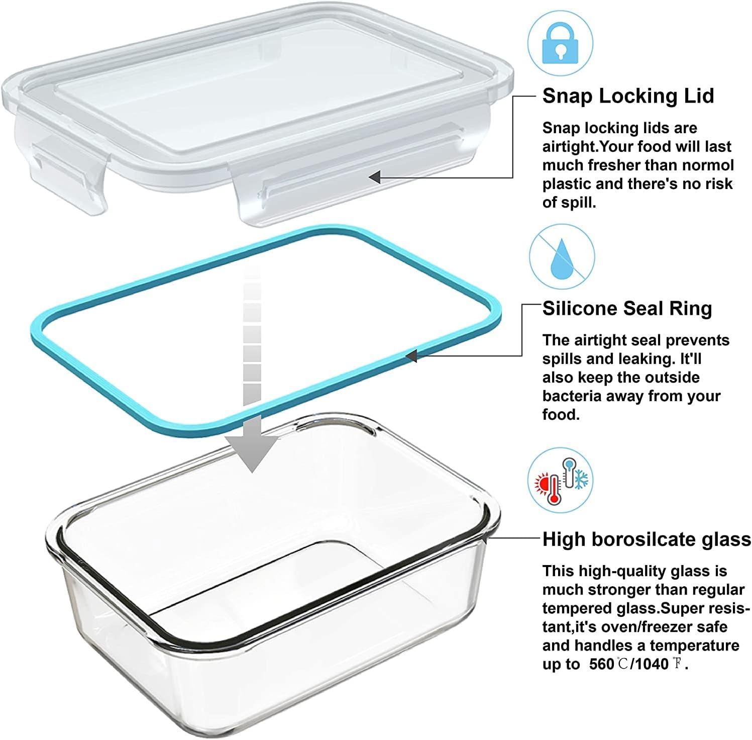 18-częściowy zestaw szklanych  – Food Storage Glass Containers recenzja i cena